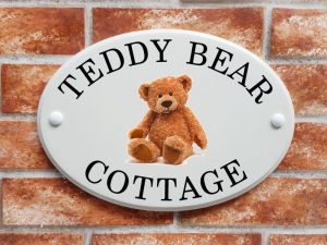Teddy bear house sign